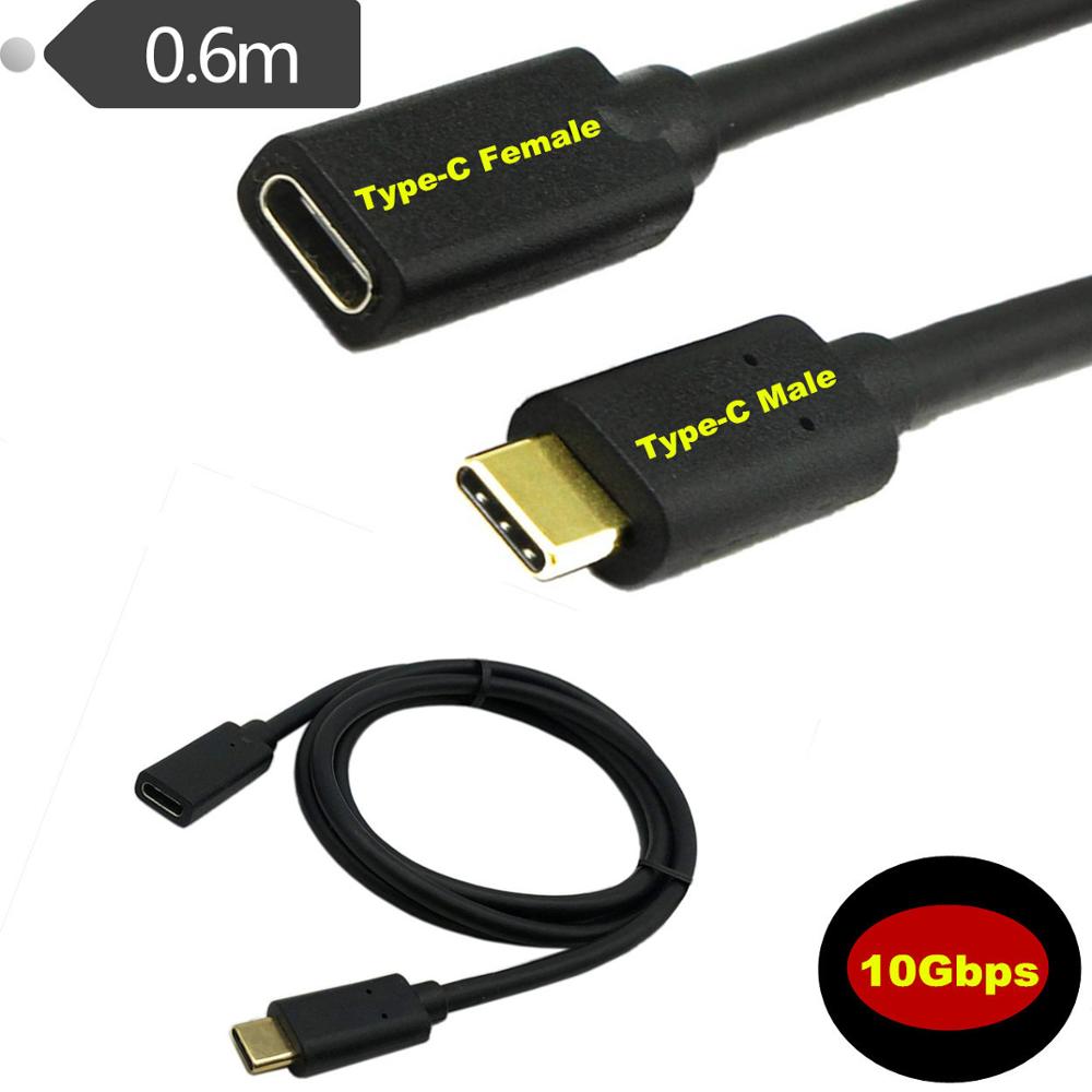 Vergulde USB type-C Verlengkabel Man-vrouw USB C Extender Cord USB 3.1 Type C Snelle opladen & Data Sync Compatibel