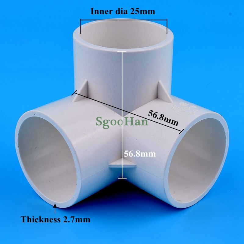 2~50pcs ID 20~50mm 3 Way Hydroponic Planting Frame PVC Pipe Connector Irrigation 3D Three-Dimensional DIY Shelf Joint Fittings: 10pcs / 25mm inner dia