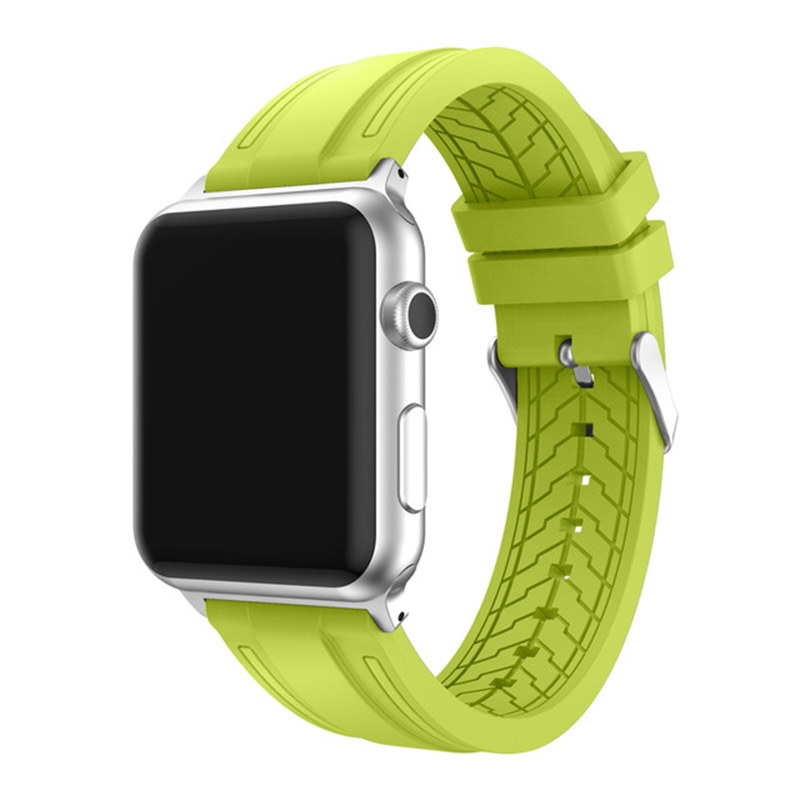 Bracelet en Silicone pour Apple Watch, 44mm 49mm 42mm 45mm, dehors, Caoutchouc, Remplacement, IWatch 8 7 6 SE ultra: Argent jaune / 22mm