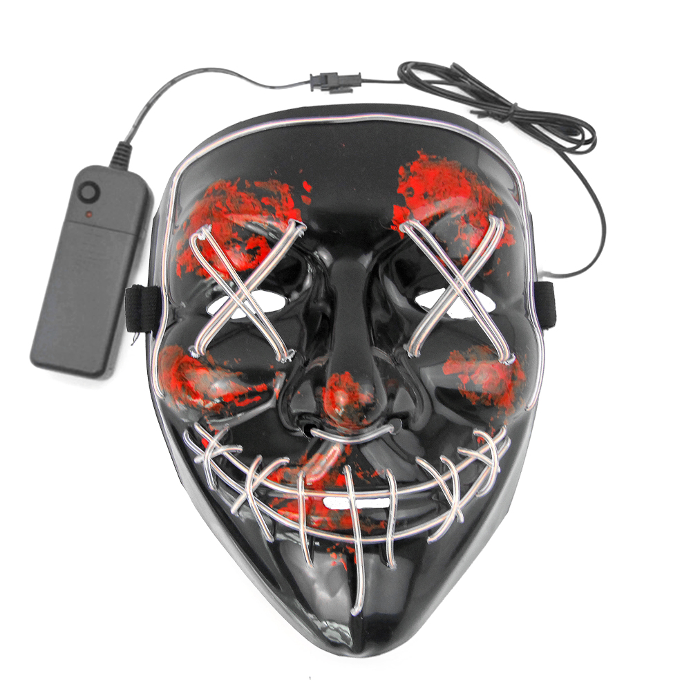 Disfraz de Halloween de miedo máscara de poder LED para iluminar la cara decoración de la mascarada 4 colores seleccionar máscara intermitente LED