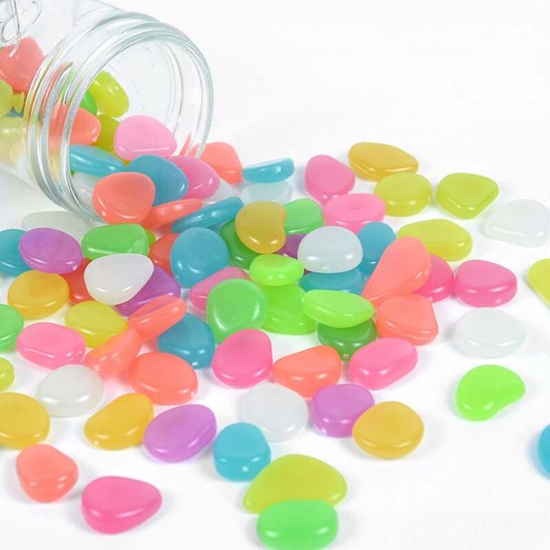25/50Pcs ciottoli luminosi pietra che si illumina al buio fai da te casa serbatoio di pesce vaso di fiori Decor percorso da giardino decorazione di ciottoli