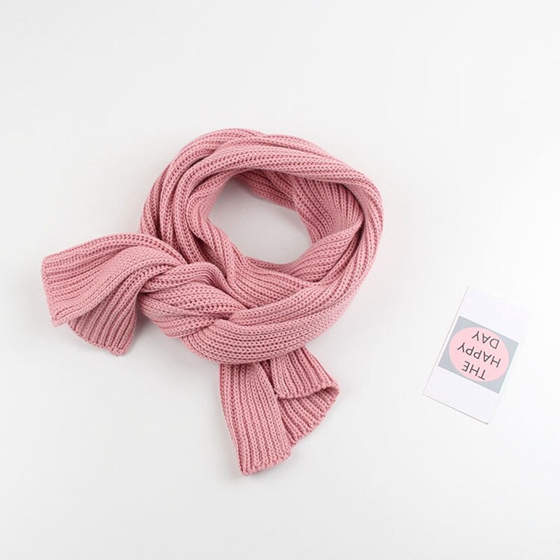 Autumn Winter Boys Girls Baby Kids Children Solid Scarf Warm Knitting Knitted Knitwear Collar Scarves Neckerchief S9773: Pink