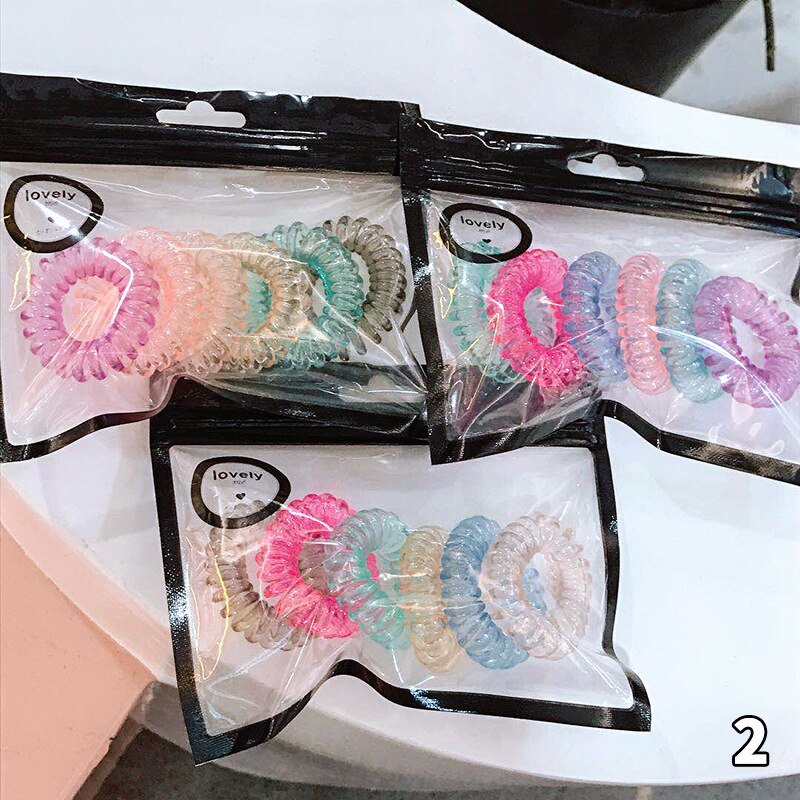 Hoge Elasticiteit Telefoon Spoel Haarbanden Vrouwen Spiraal Haar Banden Meisjes Haar Ringen Touw Effen Kleur Haar Accessoires Gom Scrunchy