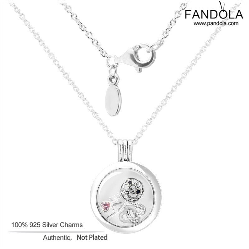 Moyen flottant médaillon pendentifs colliers avec 3 Petites 925 en argent Sterling collier femmes bijoux de collares