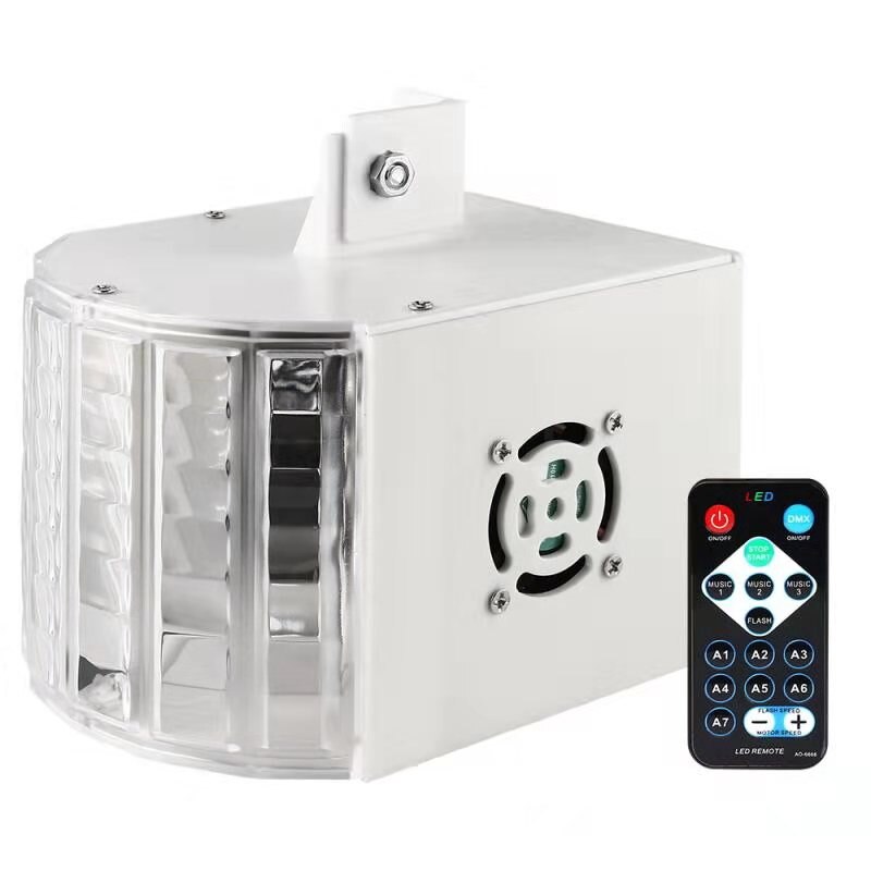 8 farger mini led scenelys dj partylys effekt for bryllup dj bar dmx lydkontroll disco lys eu/us plugg: Hvit / Eu-plugg