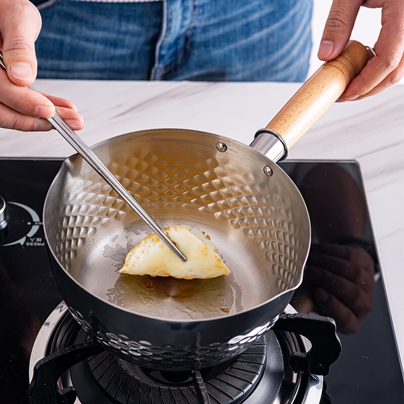 Stainless Steel Cooking Pot Soup Stock Pot Japanese Pan Snow Noodle Porridge Food Pot Milk Heated Pan Practical Cookware