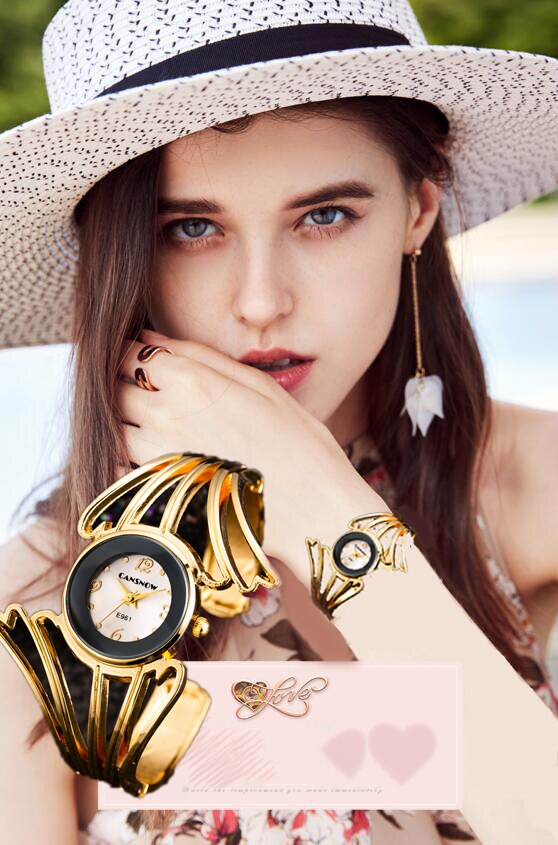 Women Dress Watches Luxury Special Wing Shape Ladies Rose Gold Bangle Bracelet Watch Simple Quartz Clock Relogio