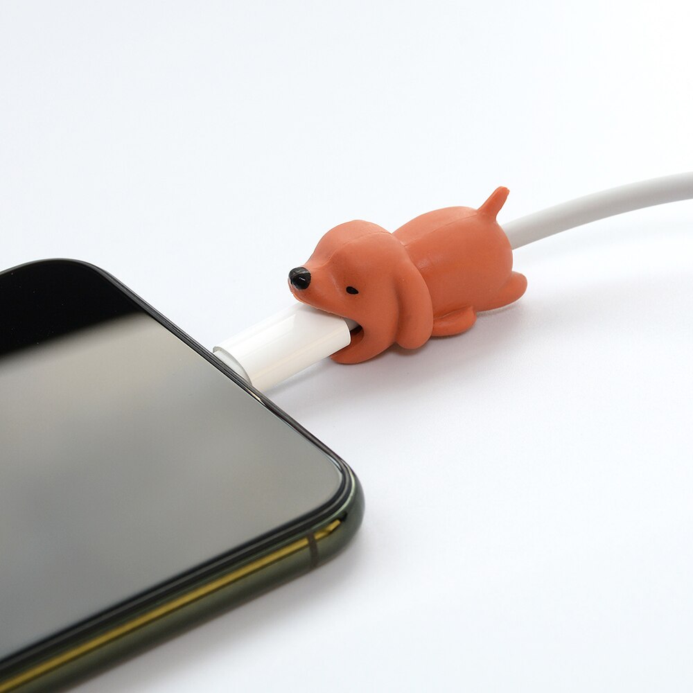 Ochraniacz kabla Cute Animal Bites Winder Organizer dla iphone USB kabel ładujący słuchawki drut kumple Cartoon Protection Cover