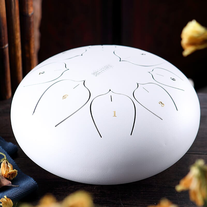 Hluru TL08-08 drum F tone Lavender mini hanpan pentatonic musical instrument steel tongue drum tank drum percussion instrument: White