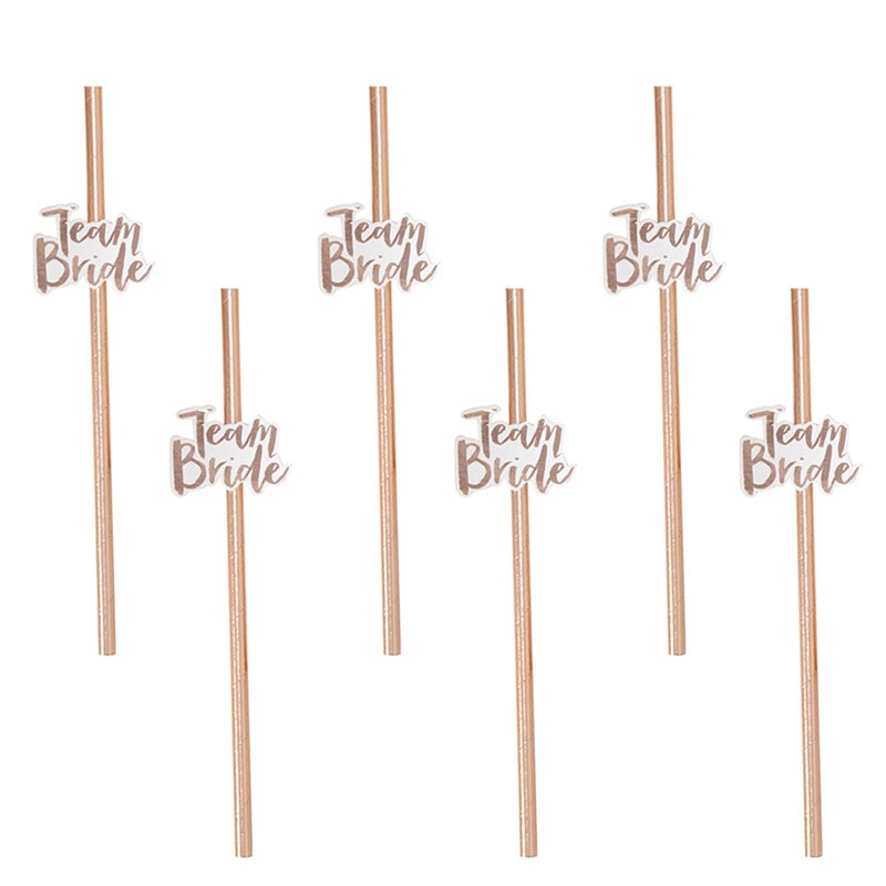 10Pcs Bruid Om Rose Goud Stro Team Bruid Bruiloft Drinken Vrijgezellenfeest Decoratie