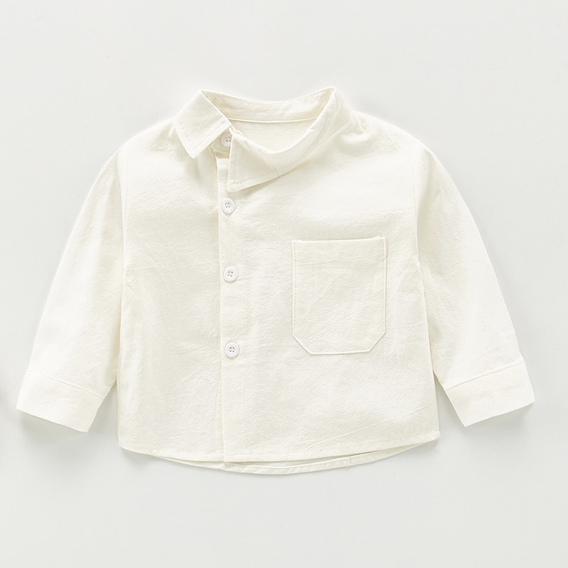 Kids Jas Tops Peuter Baby Meisjes Jongens Lange Mouwen Effen Pocket Shirt Kinderen Kleding Herfst Baby T-shirt