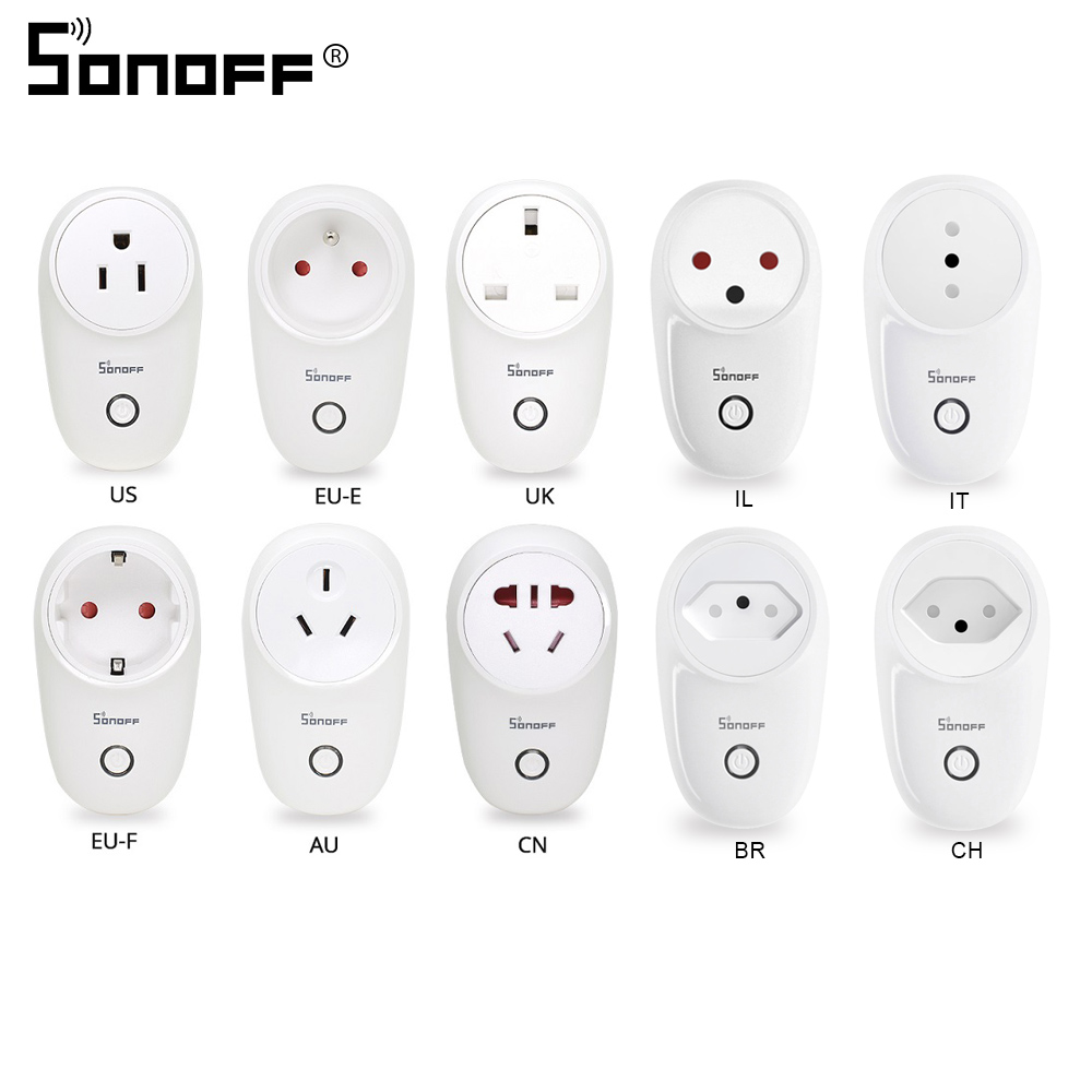 Sonoff-enchufe inteligente S26, enchufe inteligente con WiFi, AU/CN/EU/UK/US, funciona con asistente de Google Alexa