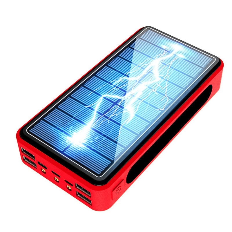 80000mAh batterie d'alimentation solaire sans fil Portable téléphone charge chargeur rapide externe 4 USB LED lumière Powerbank pour Iphone Xiaomi Mi