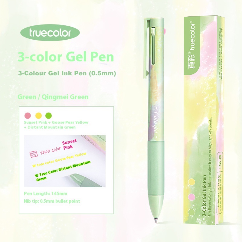 Bolígrafo multifuncional 3 en 1, bolígrafo tricolor de secado rápido de 0,5mm, cambio de Color 1s, herramientas completas eficientes para estudio y oficina