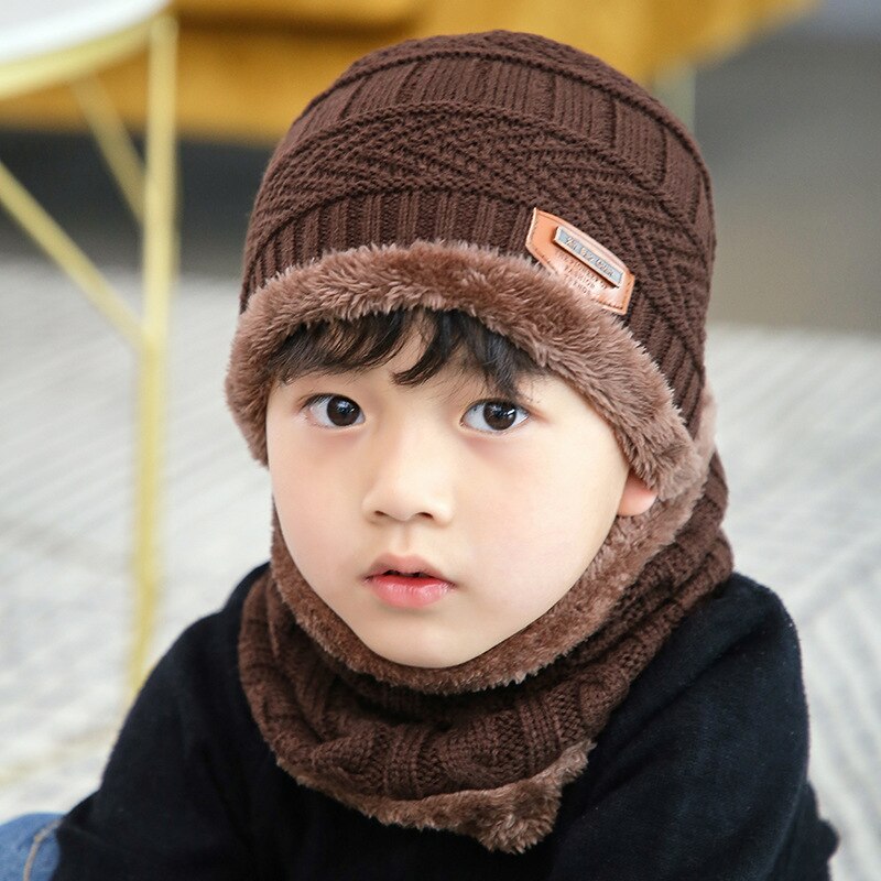Cagoule pour le visage en cachemire, bonnets à double usage, écharpe pour garçon, fille, enfants, laine en tricot épais, en hiver