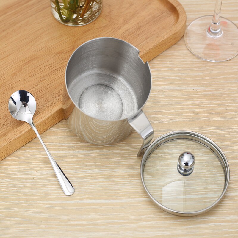 304 Stainless Steel Seasoning Box With Spoon Seasoning box Cans Salt Pepper Box Tank spice jar sugar bowl with spoon