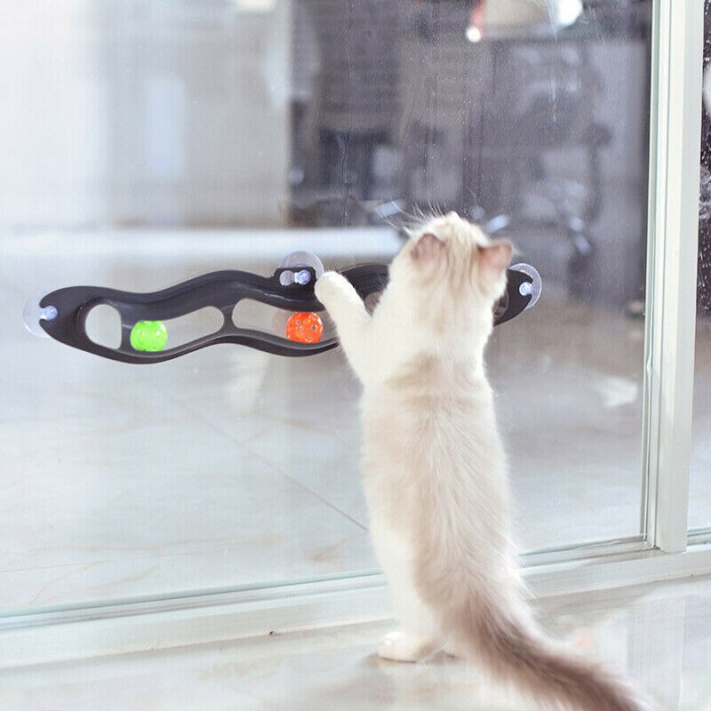 Funny Cat Pet Interactive Track Ball Toys Window Suction Mount Senses Toy Ball