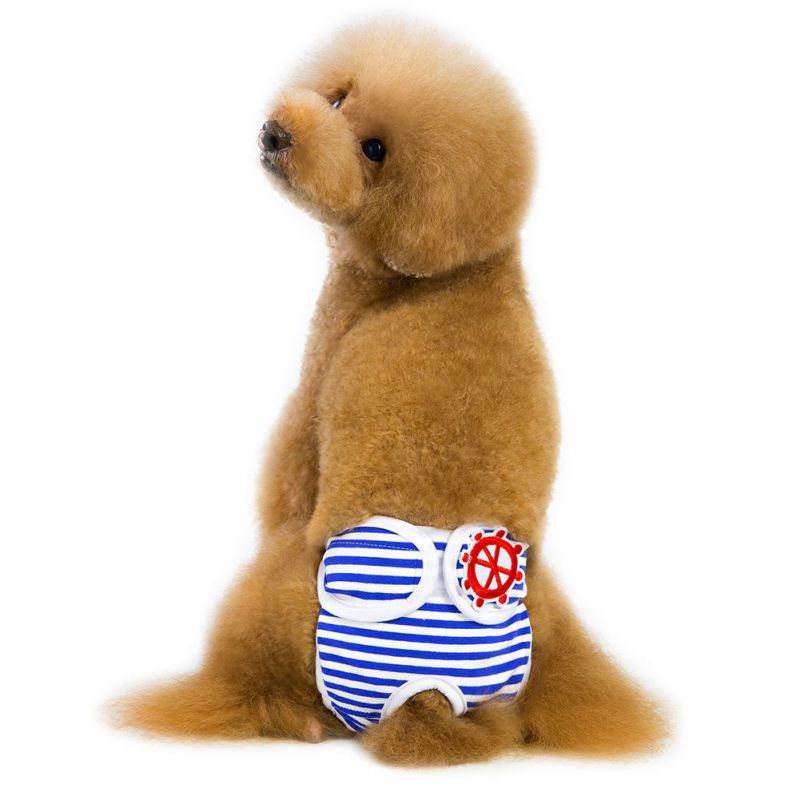 Dog Stripes Physiological Pants for Female Dogs Pets Menstruation Shorts Pants Pet: Blue / M