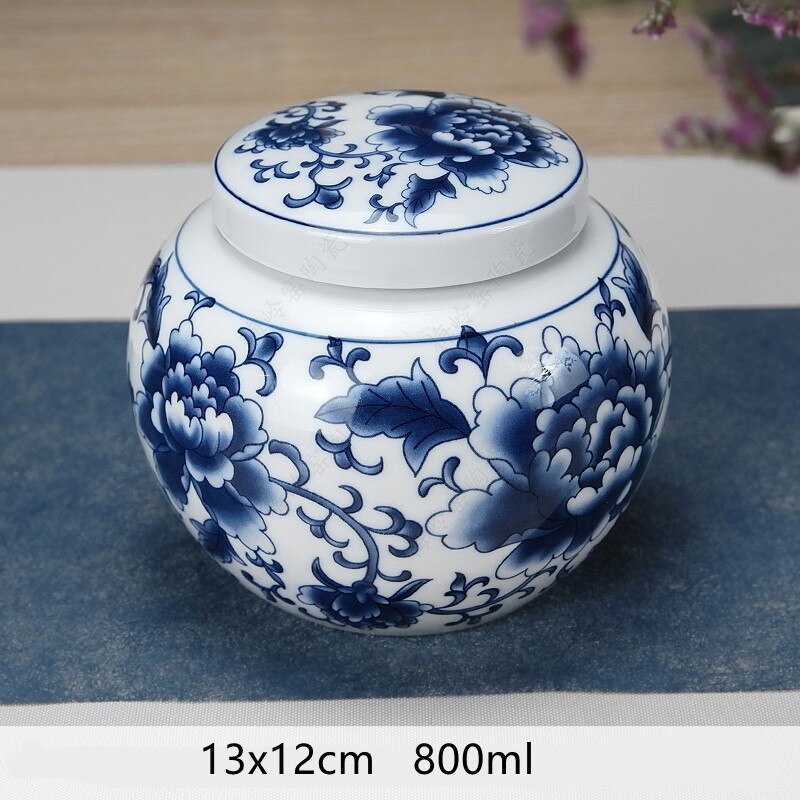 Multifunction Tieguanyin Sealed Containers Chinese Blue and White Porcelain Ceramics Tea Caddy Tea Bag Household Storage Box: B