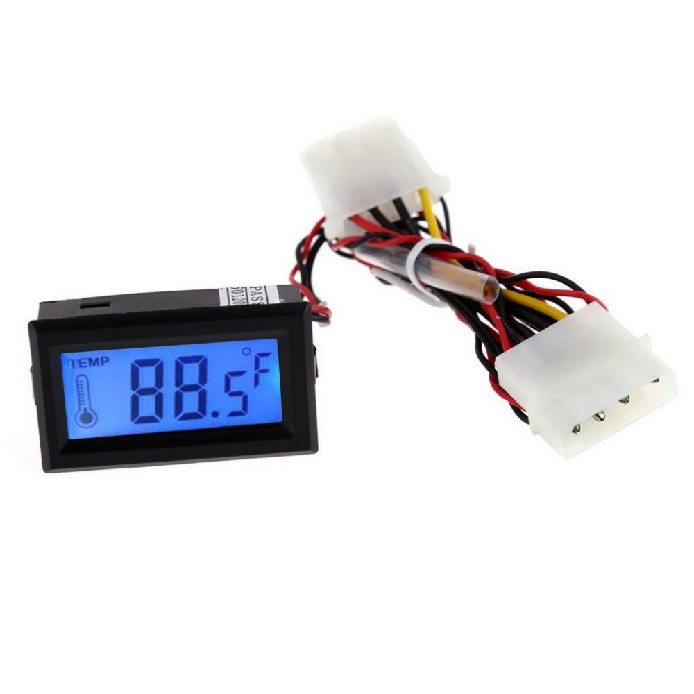 Digitale Thermometer Lcd Meter Gauge Detector Pc Auto Mod C/F Molex Panel Mount