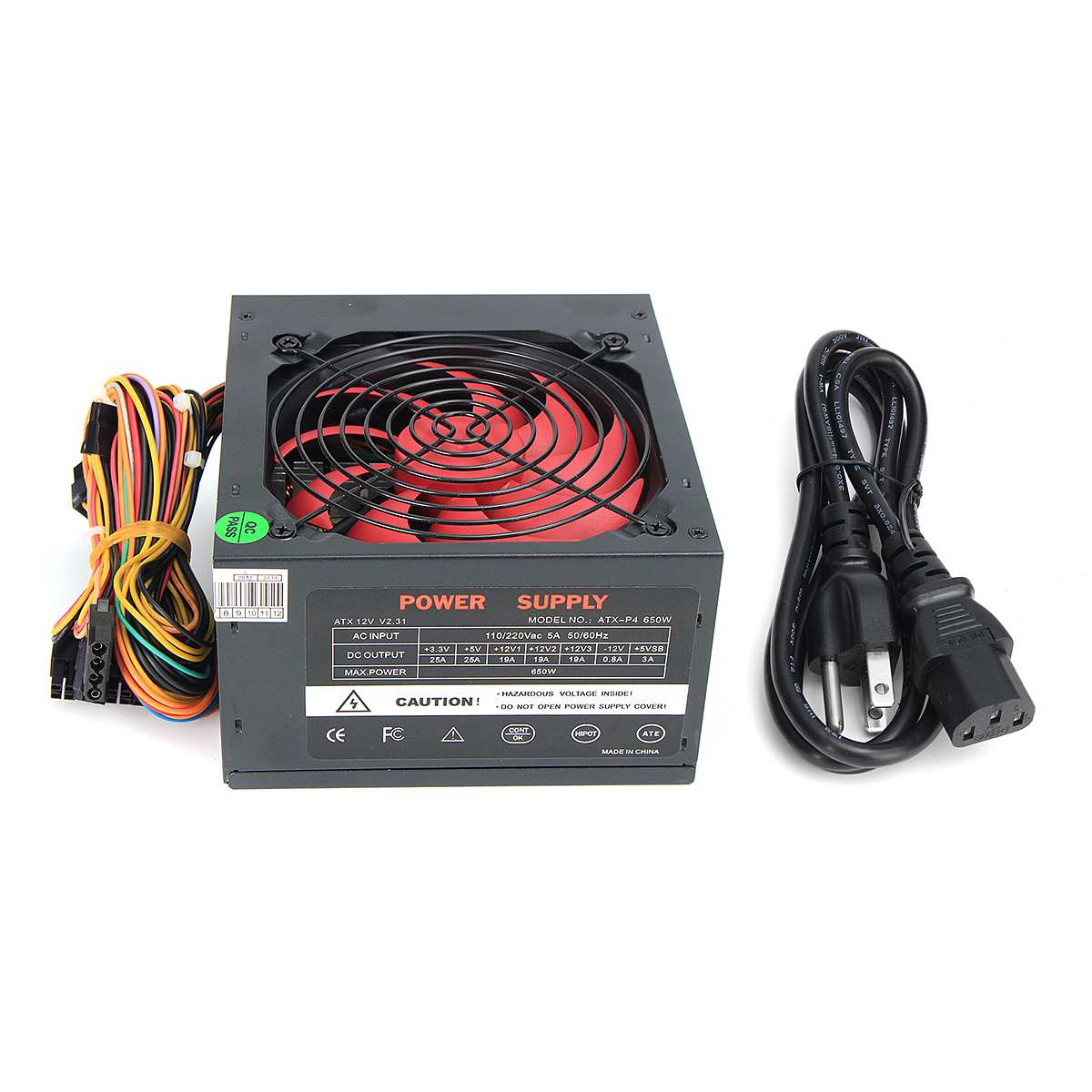 650W PC Computer Power Supply Computer PC CPU Power Supply PFC 20+4-pin 12cm Fans ATX 12V Molex PCIE w/ SATA PCIE