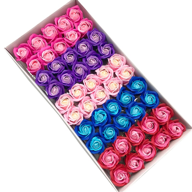 4.5cm tre lager tvål blomma rosetricolor overlay jul alla hjärtans dag bukett diy bröllop hand blommor konst