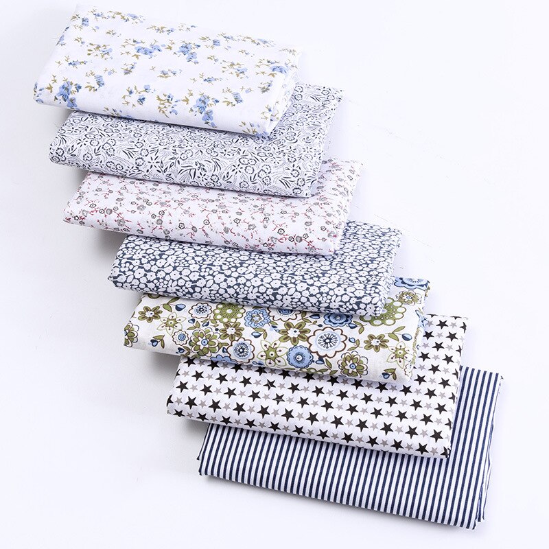 7pcs/set Vintage Floral Patchwork Fabric 100% Cotton Printed Cloth DIY Handmade Accessories for Sewing Dolls Needlework Material: 02