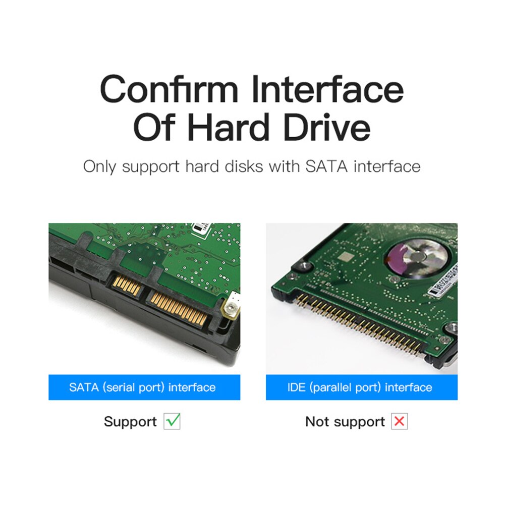 SATA to USB 3.0 Micro-B Adapter Box HDD Case with USB Cable Pouch 2.5 inch Transparent Hard Drive Mobile Case