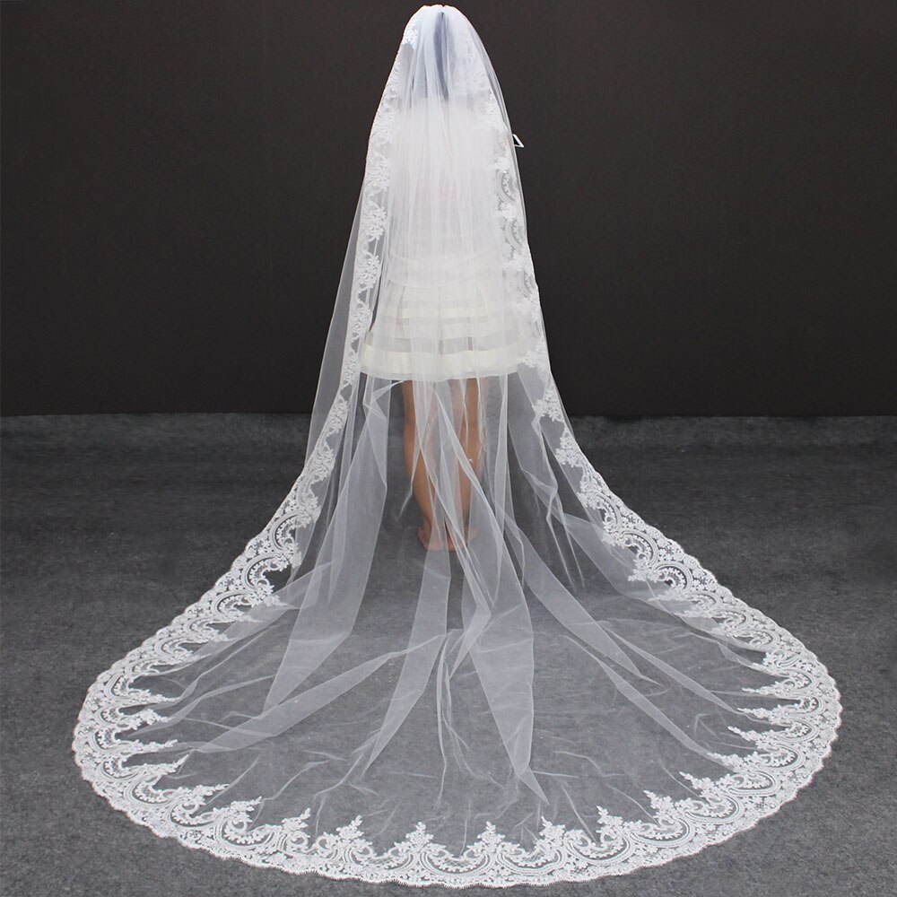 Di alta Qualità Cattedrale Velo Da Sposa con Pettine Uno Strato di 3 Metri di Velo Da Sposa Bianco Avorio Lungo Velo Della Sposa Velo de da sposa