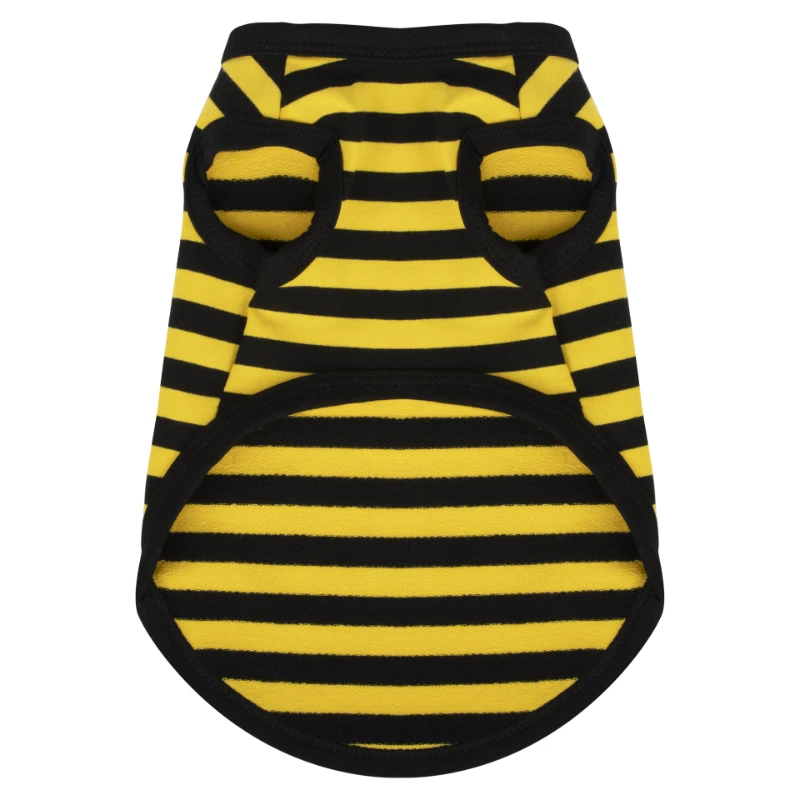 1 szt. Letnie ubrania dla psów dla małych średnich psów Bluza bawełniana w paski dla zwierząt Oddychająca odzież dla szczeniąt i kotów: M / YELLOW