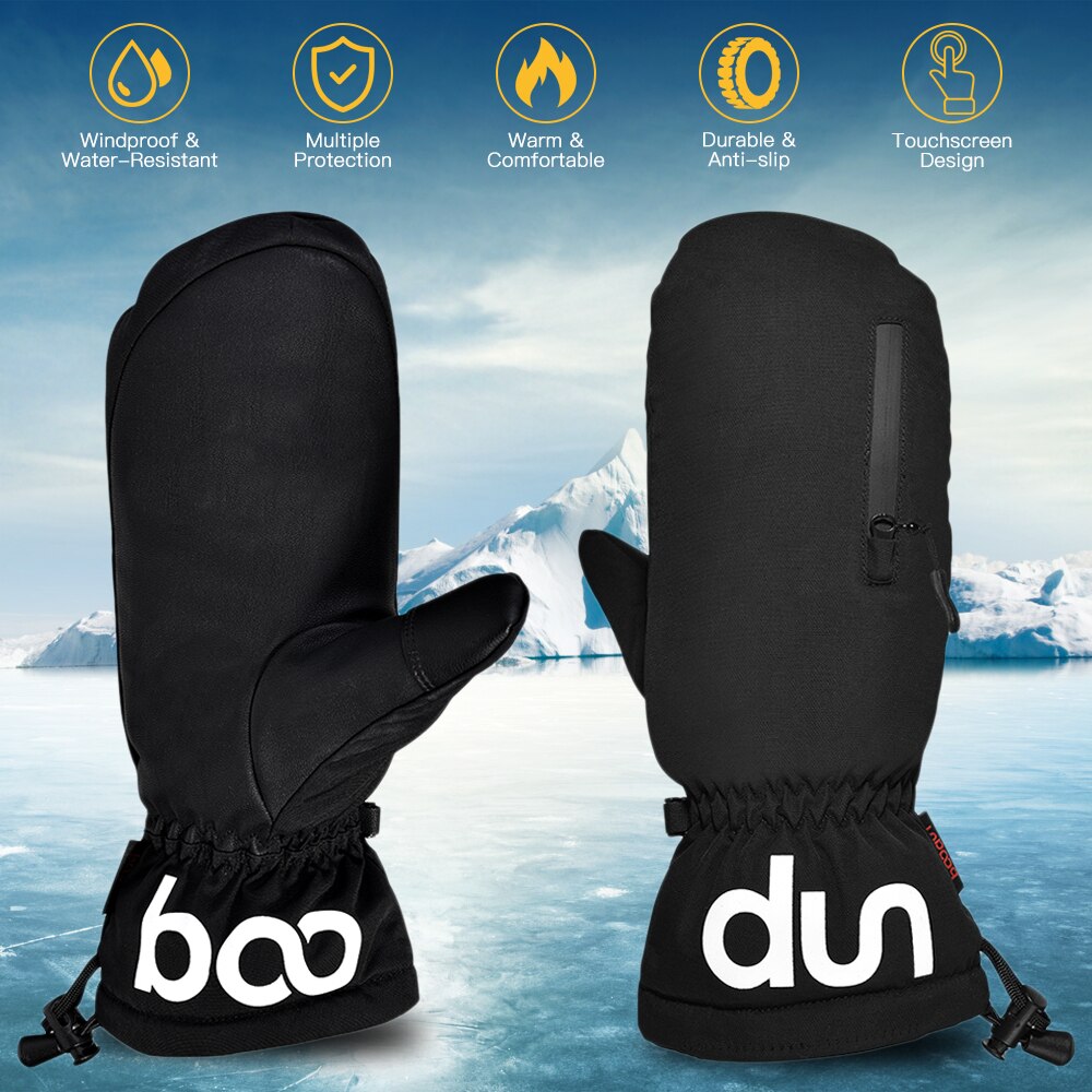 Boodun Mannen Vrouwen Winter Skiën Wanten Waterbestendig Touch Screen Warme Handschoenen Thermische Voering Handschoenen Voor Outdoor Sneeuw Sport