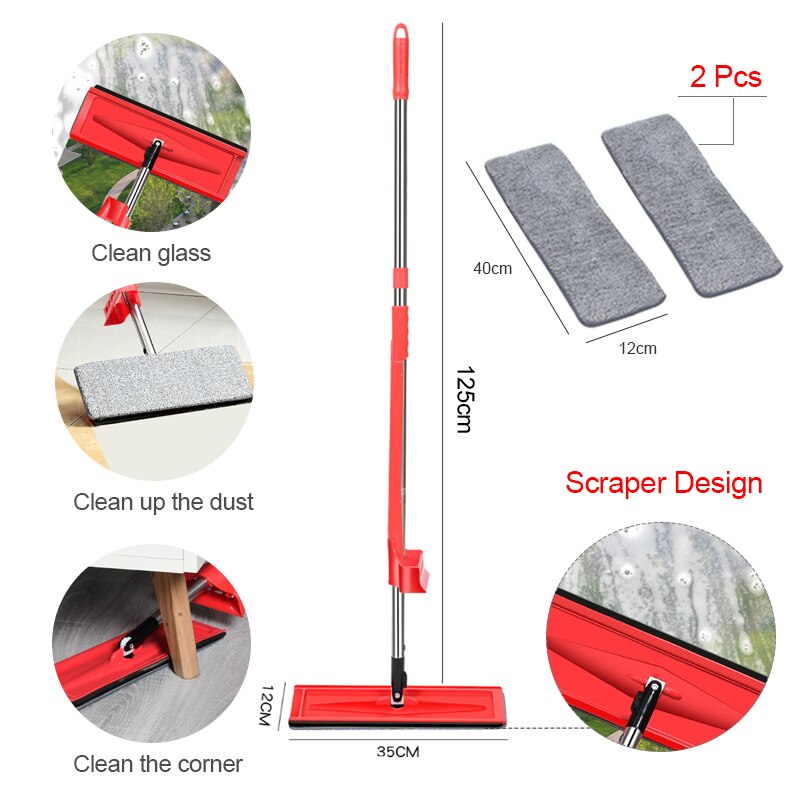 Flat Squeeze Mop Household floor tile mop flat Household floor tile mop flat dry and wet lazy flat mop: G340641