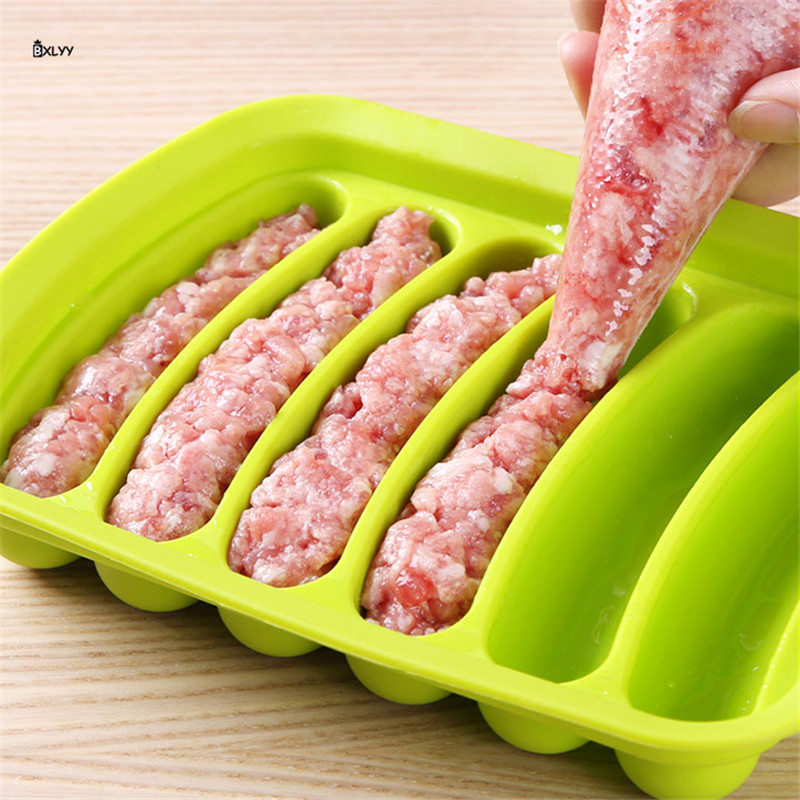BXLYY 3 Couleurs Saucisse Faisant Moule bricolage à La Main En Silicone Burger Chaude Chien Fabricant Réutilisable Moule Cuisine Accessories.8z