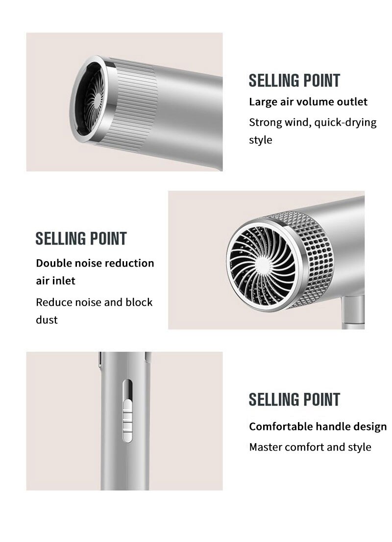 Ionic Hair Dryer Salon Negative Ions Hair Blow Dryer Powerful Fast Drying Constant Temperature Hair Care Hair Dryer
