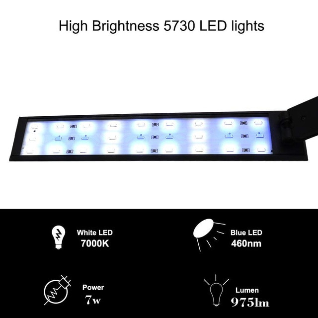 Clip-on Hi Lumen Dimmable Aquarium Led Lighting with Touch Control for Saltwater Marine Reef Freshwater Fish Tank Aquatic Plants: 6T
