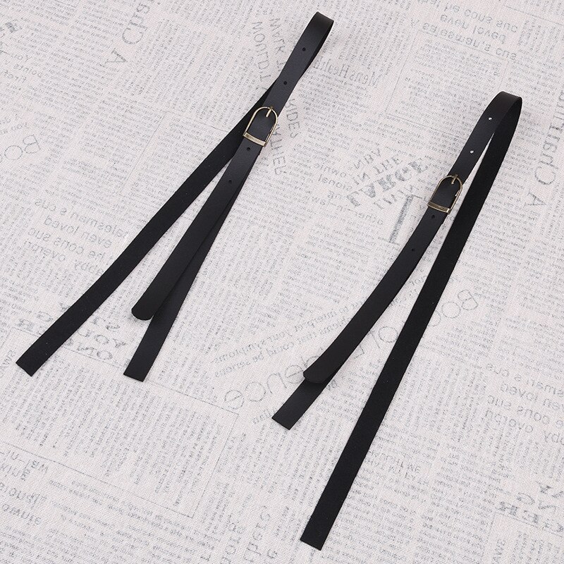 Tirantes de cuero para mujer y hombre, tirantes Unisex de 1,5 cm de ancho, tirantes negros, accesorios de ropa de 75cm: black