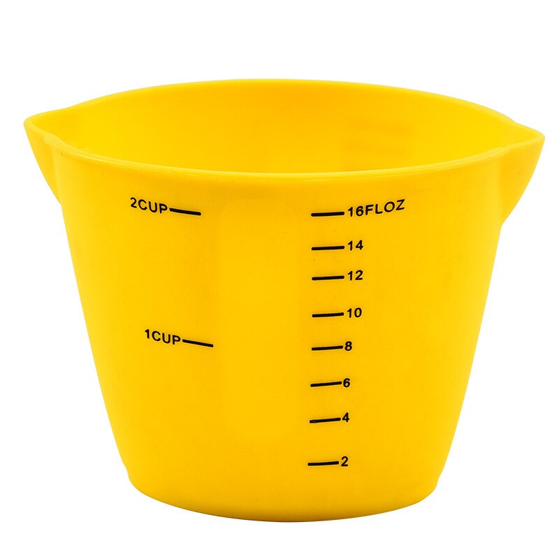 Baking Soft Measuring Cup Double-spout Silicone Measuring Cup Baking with Graduated Soft Measuring Cup Kitchen Accessories: 500ML Yellow