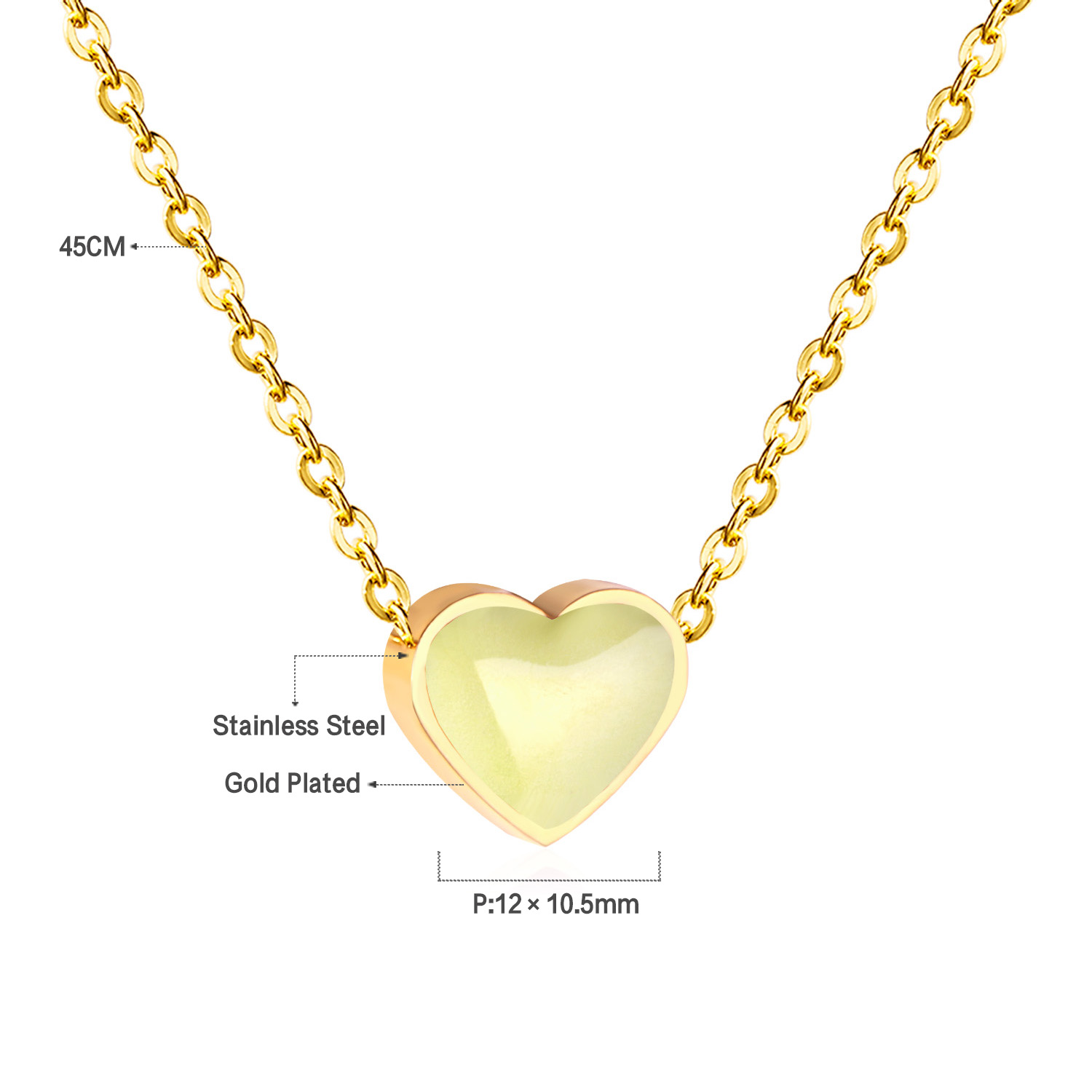 LUXUKISSKIDS Red Heart Charms Pendant Necklace Y2K Cute Tiny Love Heart Choker Babygirls Stainless Steel Jewelry Christmas: Pure Gold Color