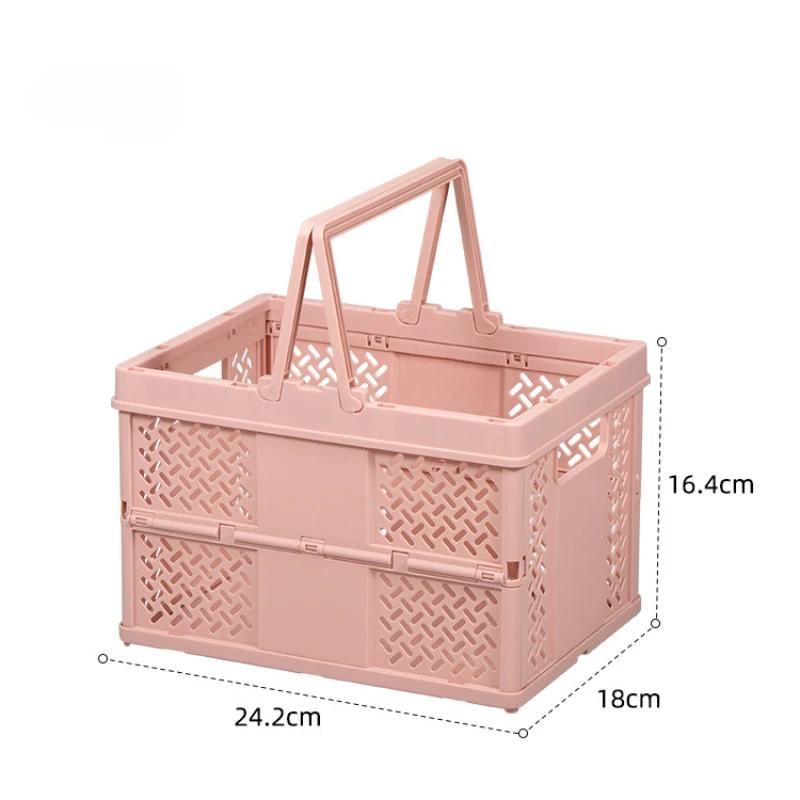 Desktop Portable Folding Storage Basket Organizer Mini Makeup Storage Box Multifunctional Snack Supermarket Shopping Basket