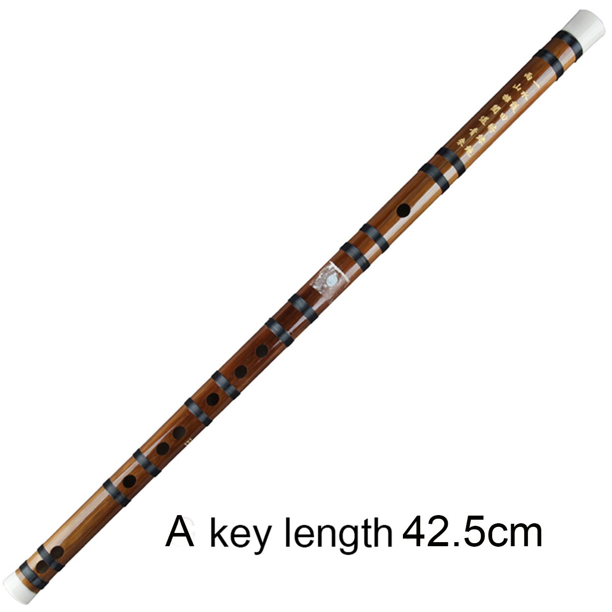 Bambusfløjte med sort linje traditionel kinesisk håndlavet træblæsermusikinstrument forsyning fingersætning diagram: En nøgle