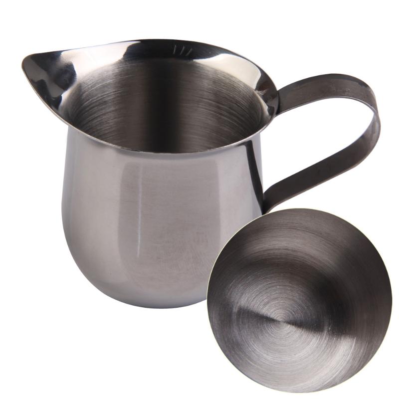 Ruostumaton teräs maito kahvi vyötärön muotoinen kuppi muki espresso latte art kannu vaahtosäiliö kotiin vaahdotuskannut 90ml/150ml/240ml