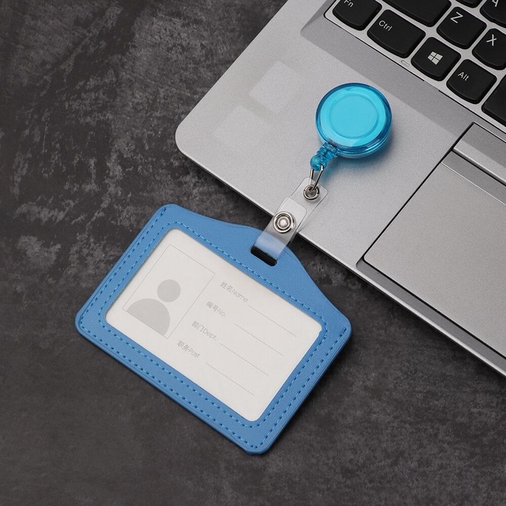 1PC wizytowniki do pracy ze stopu aluminium wizytowniki do pracy plakietka identyfikacyjna uchwyt smyczy Hot Vertical Metal ID pokrowiec biznesowy: Type2-sky blue