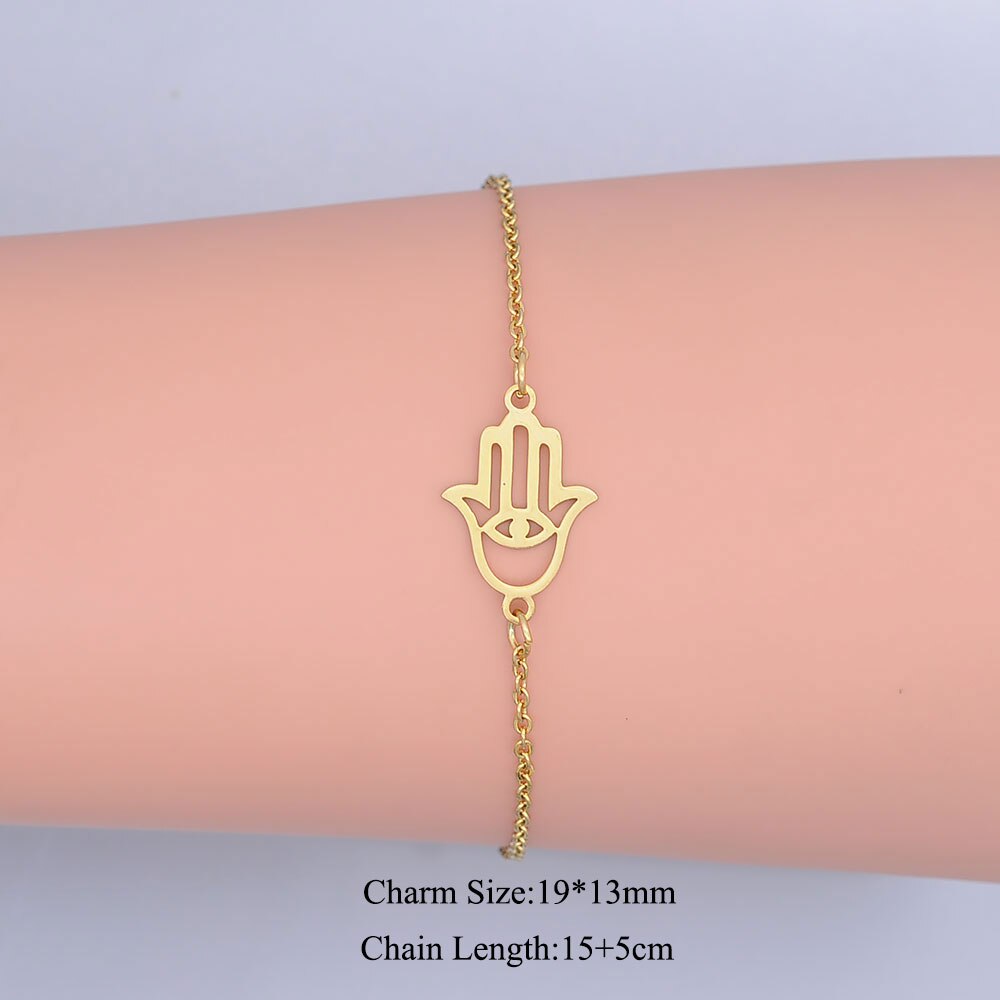 100% Rvs Dainty Hamsa Hand Bedelarmband Voor Vrouwen Verbazingwekkende Oem Sieraden Order Geaccepteerd