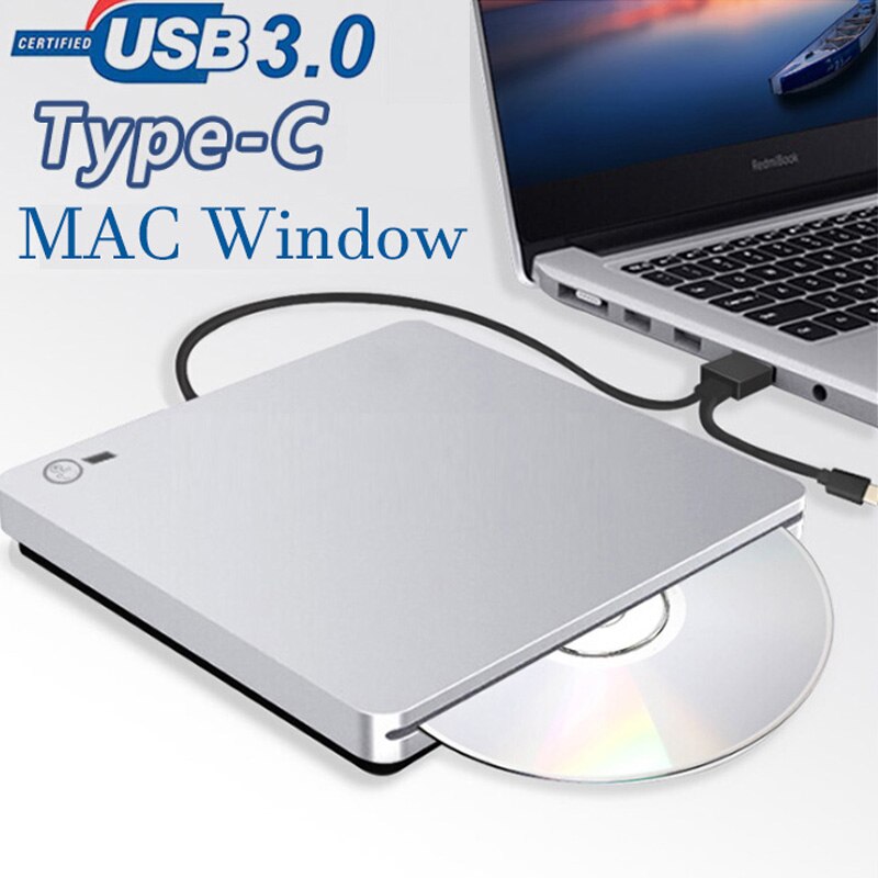 USB 3.0 DVD-ROM Optical Drive External Slim CD ROM Disk Reader Desktop PC Laptop Tablet DVD Player with Touch