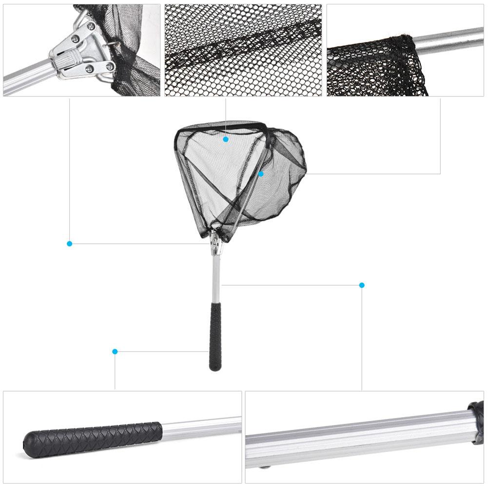 Fishing Net Aluminum Alloy Retractable Telescoping Foldable Landing Net Network Trap Pole Folding Landing Net for Fly Fishing