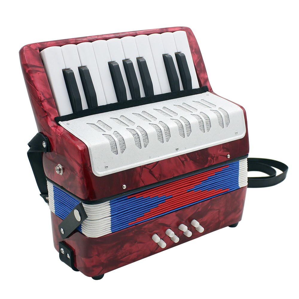 Mini 17-Key Accordion Durable 8 Bass Accordion Educational Musical Instrument Toy for Amateur Beginner Best: Red