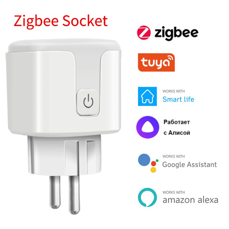 smart støpsel wifi / zigbee stikkontakt  eu 16a strømmonitor timing til tuya smartlife app kontroll arbeid med alexa google hjem alice: Zigbee-sokkel