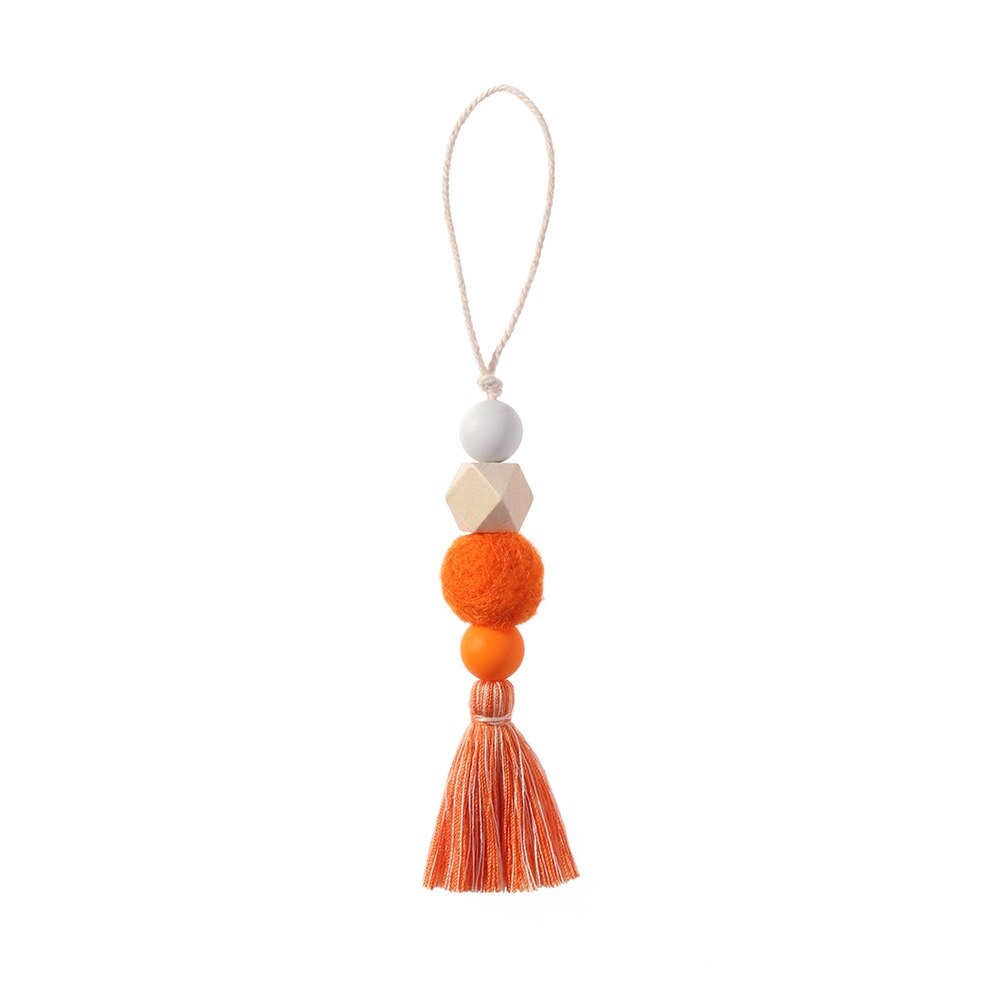 1/2 sztuk naturalne drewno girlanda z koralików juty rustykalne ścienne wiszące frędzle ciąg ręcznie Garland dom ozdoba dekoracje dla domu DIY: Orange-21CM