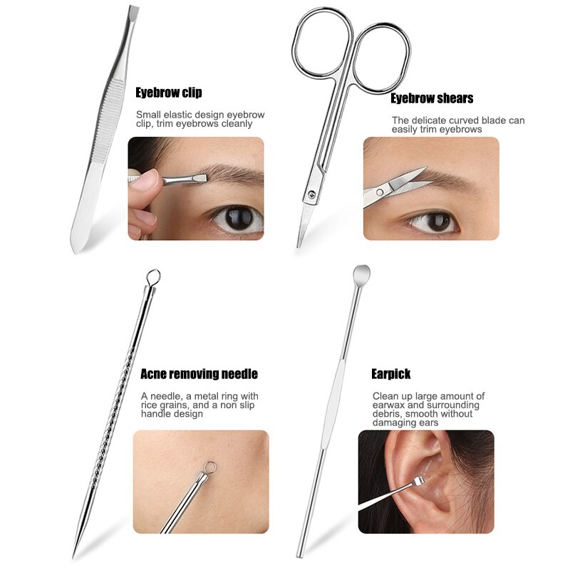 8pcs Nail Clip Set Stainless Steel Nail Scissors Clipper Cutter Trimmer Manicure Fingernail Toenail M88