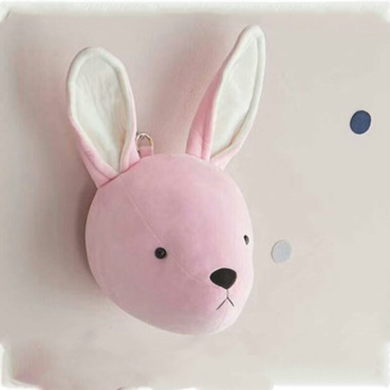 Baby børnehave 3d vægdekoration monteret kawaii fyldt elefant / giraf / zebra væghængende legetøj børneværelse dekor jul: Lyserød kanin